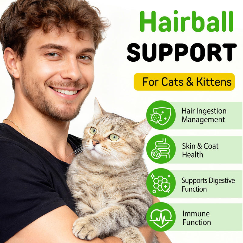 Hairball Control Cat Treats - Hairball Treatment for Cats,Cat Hairball Remedy & Relief for Cats-Cat Hairball Control with Psyllium Seed Husk and Vitamins,Promotes Skin & Coat,Digestive,Urinary Health