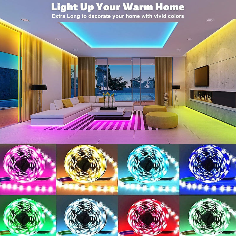 Led Lights 100ft(2 Rolls of 50ft) Smart APP Control Music Sync Led Strip Lights RGB Color Changing Led Lights Strips with Remote Led Lights for Bedroom Kitchen and Party 100 ft