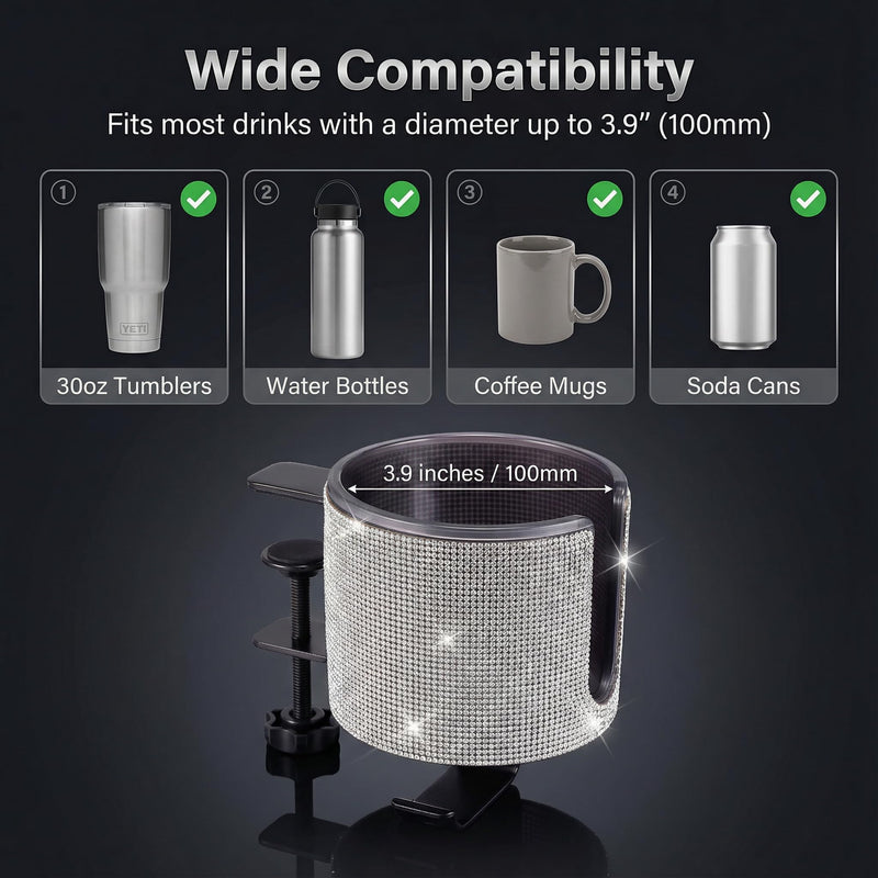 Luxury 2-in-1 Desk Cup Holder with Headphone Hanger for Office, Home, Gaming(Bling Bling) BLING BLING
