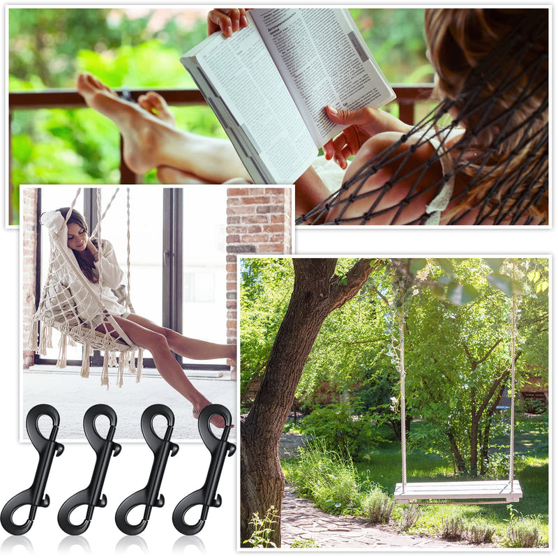 Double Ended Snap Hooks Bolt Snaps Heavy Zinc Alloy Multipurpose Double Sided Clips Chain Metal Clip Key Holder Black Snap Hooks for Water Bucket Dog Leash Feed Buckets (8 Pieces, 4.7 Inches) 8