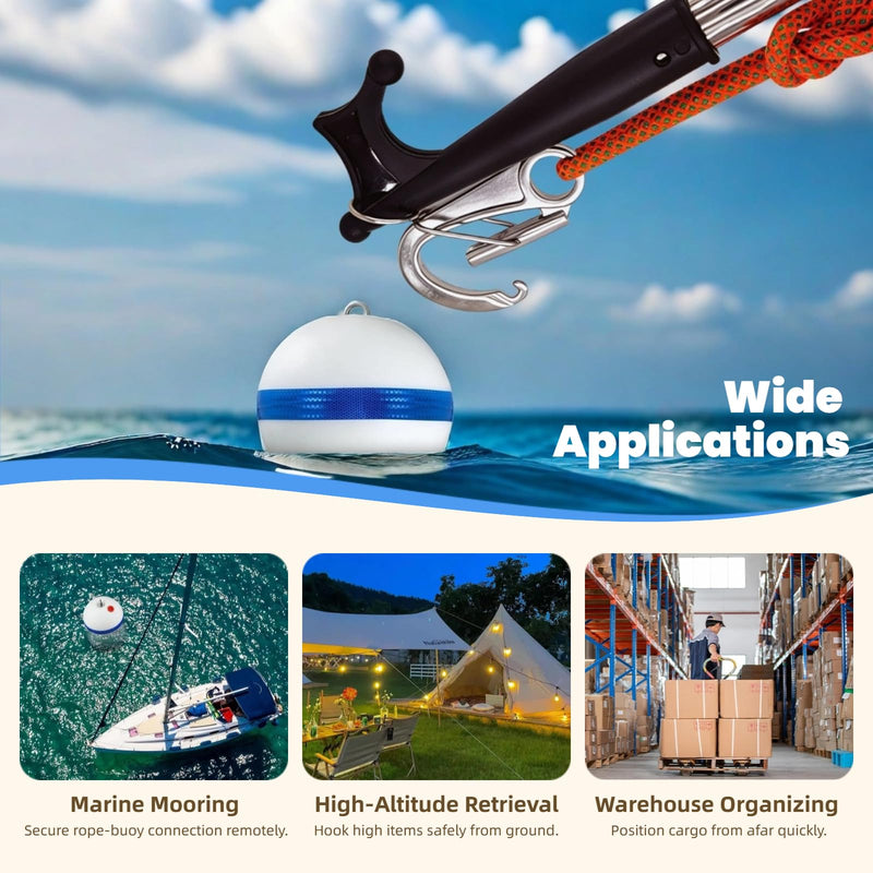 316 Stainless Steel Docking Hook Mooring Hook - Quick Release Snap Hook Clip Carabiner Spring Snap Hooks, 24 KN Load, 1 Piece - Kayak Boat Accessory for Remote Buoy Hitching, Easy to Attach