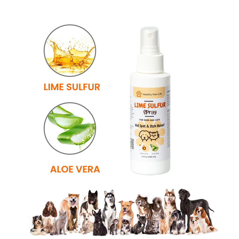 Classic's Lime Sulfur Spray - Pet Care for Dry and Itchy Skin - Spotcare and Safe Solution for Dog, Cat, Puppy, Kitten, Horse (4 oz) - PawsPlanet Australia