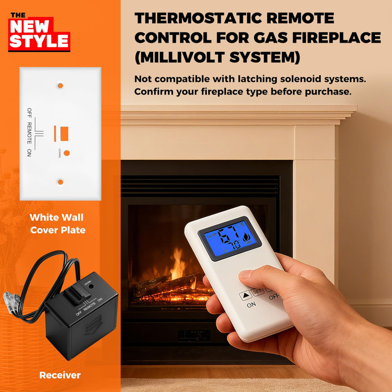 The Remote Control ON/Off and Thermostatic Kit for Gas Fireplace,for Ambient Majestic Vermont-castings skytech monessen etc,Millivolt Gas Valve Fireplaces and Stoves