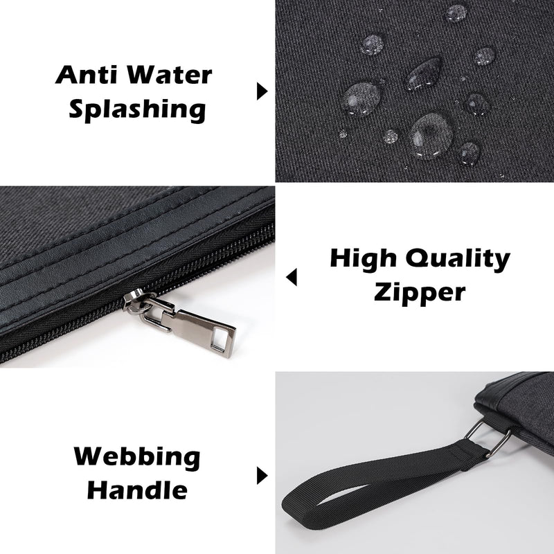 ECHSRT File Folder Document Organizer for Travel, Document Bag Zipper Pouch for Men & Women Black