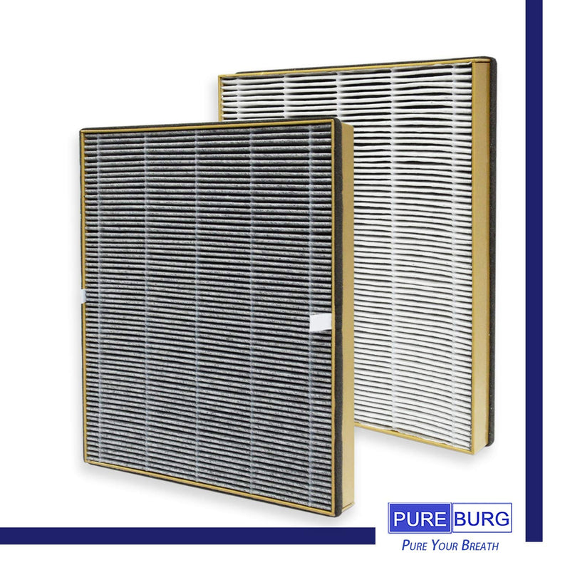 PUREBURG Replacement Filter Compatible with TaoTronics TT-AP002 & VAVA VA-EE008 Air Purifiers, Pack of 2, HEPA Activated Carbon 2-IN-1 Air Clean Dust Odors