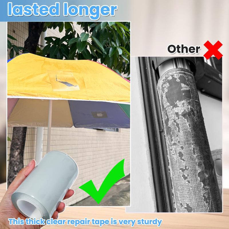 Waterproof Repair Tape for Fabric, Awning, RV Roof, Underbelly, Tarp, Tent, Sail and Boat Cover Outdoor Repair Patch, Heavy Duty, Clear, Multipurpose 4 inch x 10FT