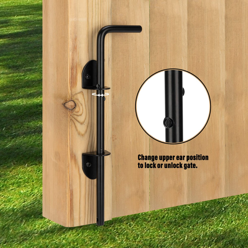12" Cane Bolt Heavy Duty Drop Rod Gate Stopper Hardware, Gate Ground Latch for Wooden Fences Metal Gates Doors, Gate Drop Pin for Holding Gate to The Ground, Black Finish 1 12" Black