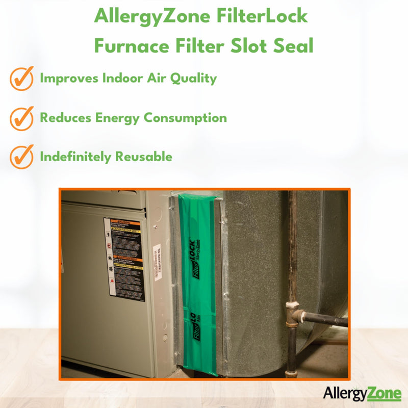 FilterLock Furnace Filter Slot Seal – Magnetic Seal Cover for Any 1” Furnace Filter, Up To 25” Long, Reduce HVAC Air Leaks, Green