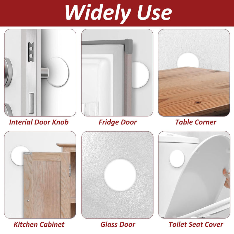 Wideskall® White Round Door Knob Wall Shield Self Adhesive Protector (3" inch Standard Size, 10.00, Count) 3" inch Standard Size