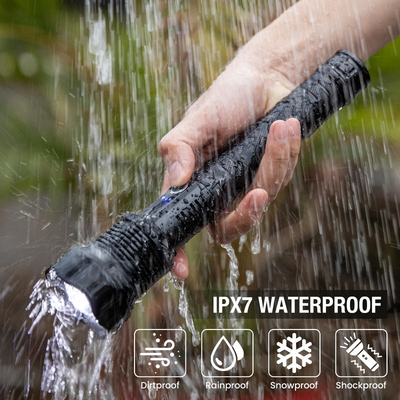 Rechargeable LED Flashlight High Lumens, 99,000 Lumens Super Bright Flashlights with 8 Modes & Waterproof, Powerful Handheld Flash Light for Home Camping Hiking