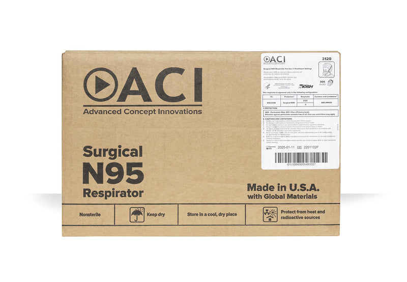 ACI N95 Respirator Box of 50 NIOSH Approved - Made in USA Pack of 50
