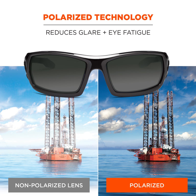 Ergodyne Skullerz Odin Polarized Safety Sunglasses Black Frame, Polarized Smoke Lens