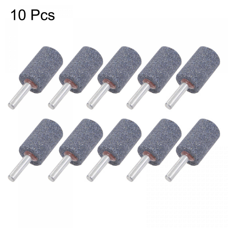 uxcell 10 Pcs Abrasive Mounted Stone 1/4" Shank 0.8" Dia Cylindrical Corundum Grinding and Polishing Head for Engraving Rotary Tool 20mm