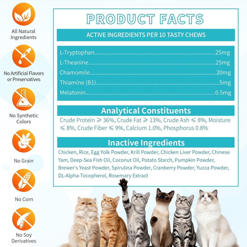 Carmelie Cat Hairball & Calming Chews Bundle, 500 + 500 Crunchy & Creamy Chews – Melatonin, Chamomile & Digestive Fiber Support – Hairball Control & Stress Relief – Chicken & Krill Flavor