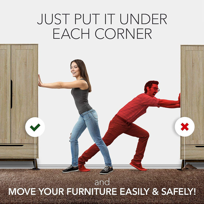Furniture Sliders for Carpet X-PROTECTOR - 8 PCS Best Heavy Moving Pads 4 3/4" - Sliders for Furniture. Move Your Furniture Easy with Reusable Furniture Movers Sliders for Carpets! 8 PCS 4.75"