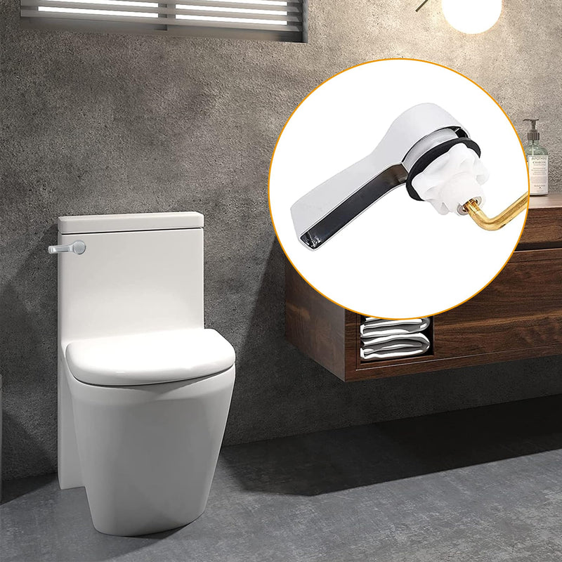Hibbent Universal Metal Front Mount Toilet Handle, Tank Flush Lever Replacement Handle with Stainless Steel Flapper Chains, Toilet Repair Handle - Chrome