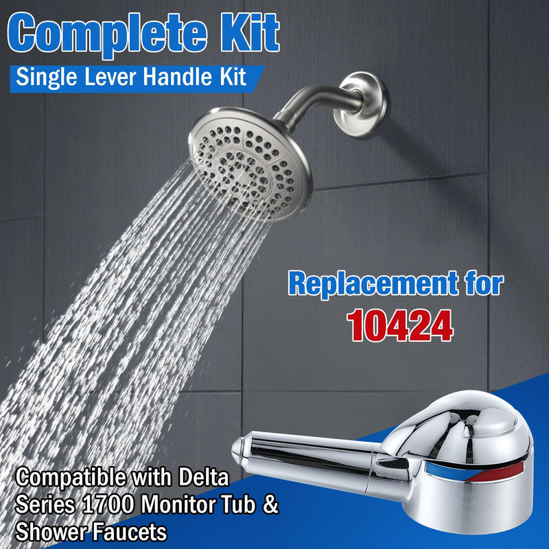 Enhon Lever Handle Replacement for 10424, Single Lever Handle Kit Compatible with Delta Series 1700 Monitor Tub and Shower Faucets, 5 in H X 2 in W Faucet Handle, Chrome
