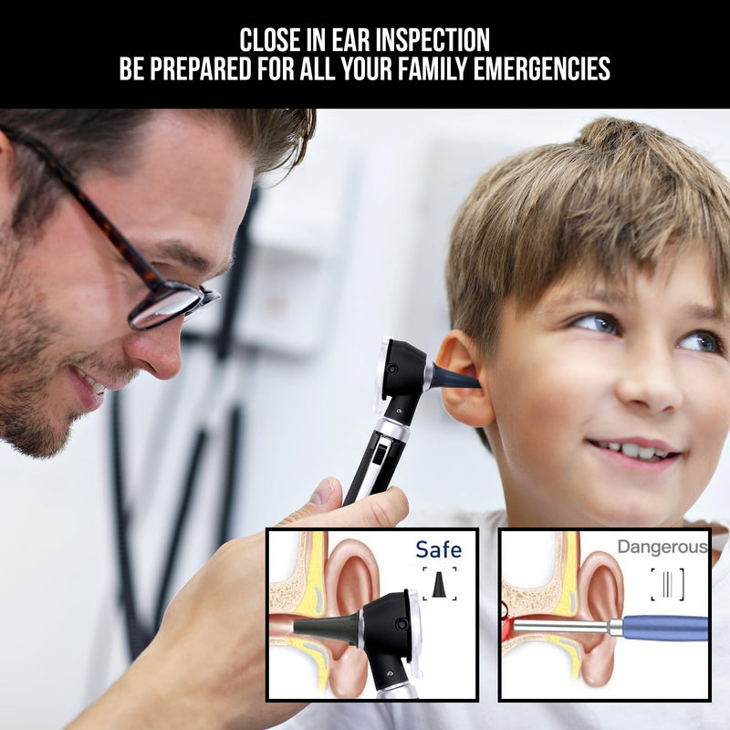 Otoscope - Ear Scope Otoscope with Light- Portable Ear Infection, Wax Detector- Ear Otoscope for Doctors, Nurses, & Students-(Black Color) Black