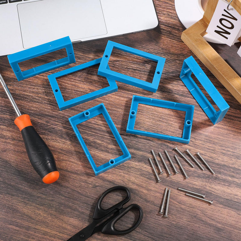 6pcs 1/2" Single Gang Receptacle Outlet Box Extenders, Electric Outlet Extender Box with 12 Screws Receptacle Extender for Electric Box and Electric Outlet Switches (Blue)