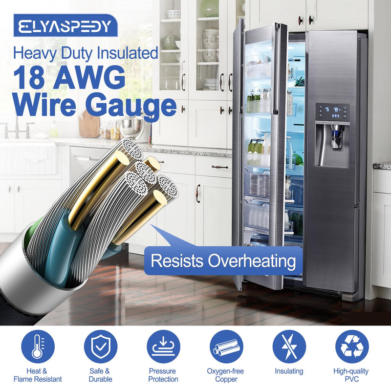 2025 Upgraded 3903-001003 3903-000519 Refrigerator Power Cord for Samsung,Compatible with RH29H8000SR/AA-00, RF261BEAEWW/AA-01 etc,Replace Fridge Power Cord 3903-000786 3903-000796 etc