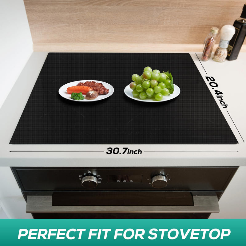 Heat-Resistant Silicone Induction CooktopMat, Fireproof Stove Top Cover for Electric Stove, 30.7 x20.4 inch Translucent Cooktop Protector, CuttableInduction Cooktop Mat