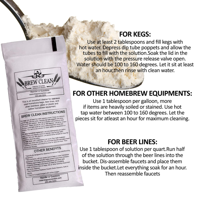 Kegconnection Brew Clean - Kegerator Beer Line Cleaning Solution Powder - Easy and Safe to Use - Homebrew Kegs