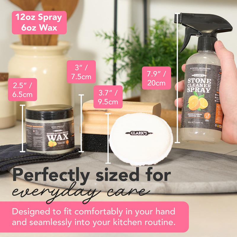 CLARK'S Soapstone & Concrete Wax Cleaner Care Kit, Orange Lemon Scent