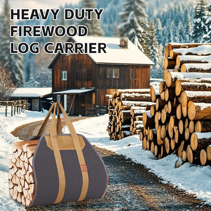 1MORE Firewood Carrier,Wood Carrier for Firewood Tote Bag, 40"X19". Grey