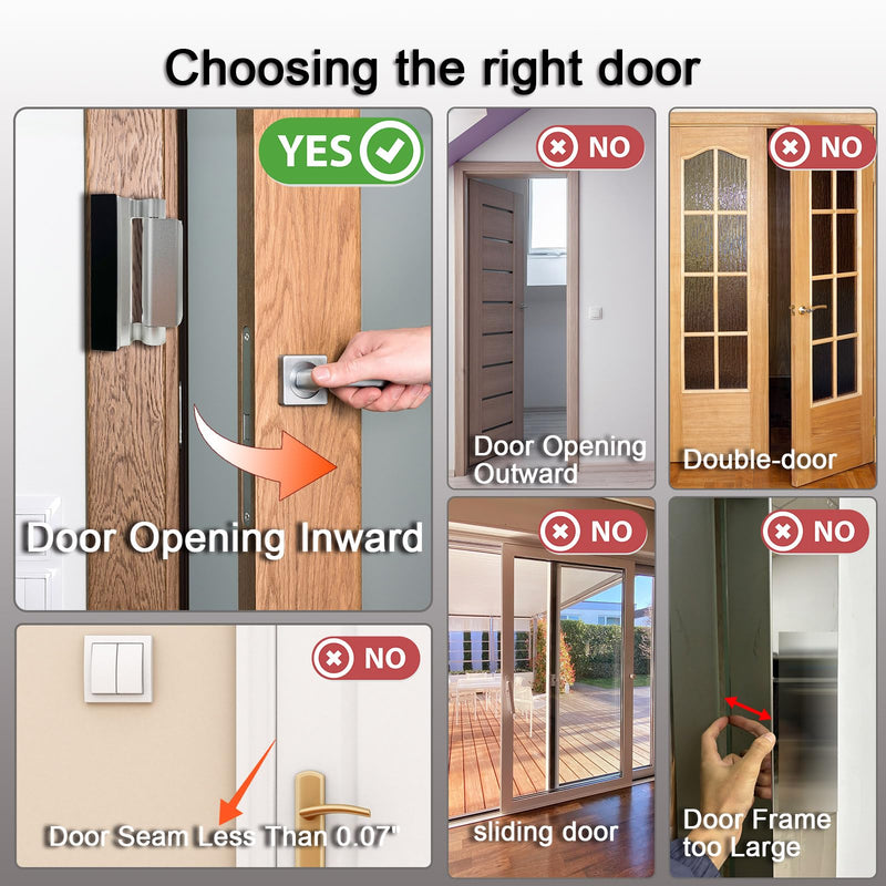2 Pack Door Locks for Kids Safety, Reinforcement Lock for Inside Swinging Door, Premium Aluminum Alloy Door Lock Latch to Prevent Unauthorized Entry & Children's Sneaking Out (Frosted Silver)