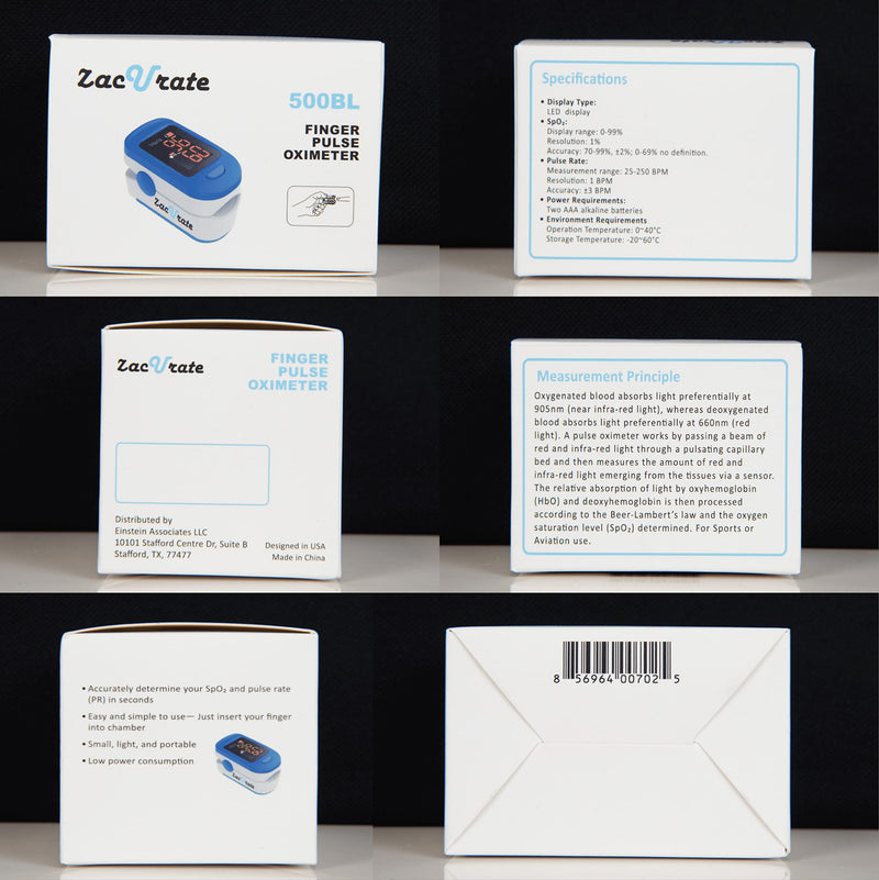 Zacurate 500BL Fingertip Pulse Oximeter and iF100B Touchless Forehead Thermometer Bundle