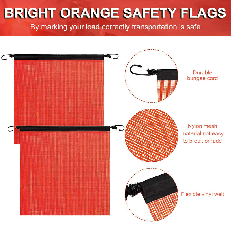 4 pcs Safety Flags for Trucks Warning Flag Safety Flag with Elastic Cord Safety Flag with Bungee Rope