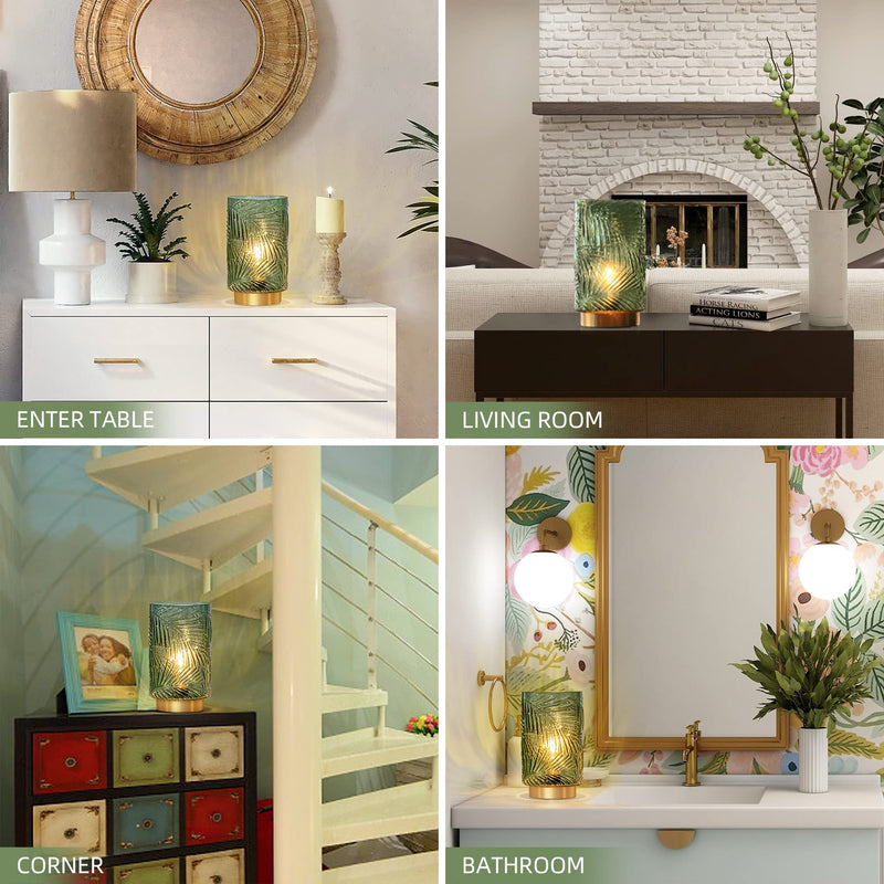 Battery Operated Table Cordless Lamps for Home Decor, Nightlight with LED Bulb with Timer, Decorative Lights for Living Room Bedroom Tabletop Entryway Centerpiece Gift(L Green) Big with Timer