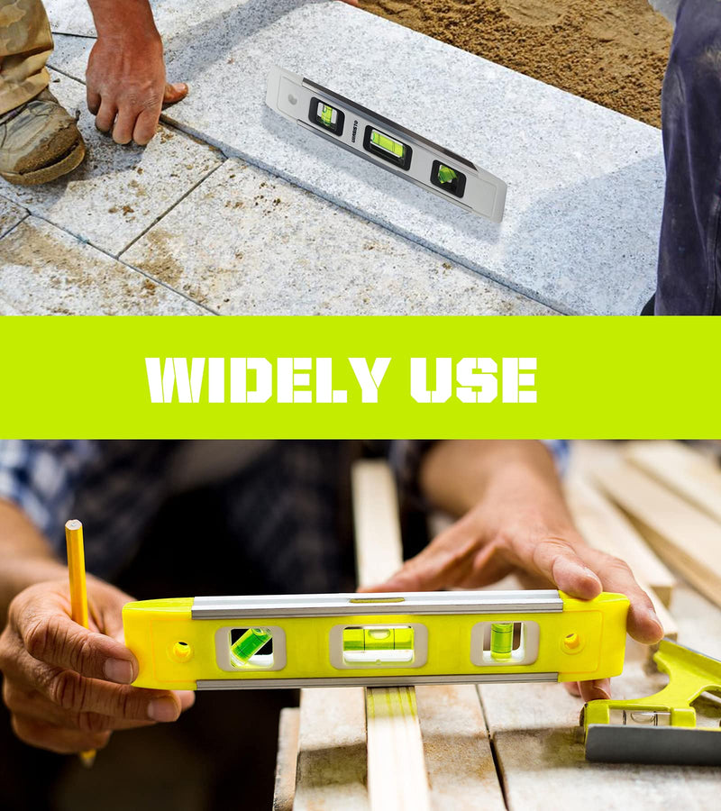 9 Inch Magnetic Box Level Torpedo Level with 45°/90°/180° Bubbles, Small Measuring Tool 1 pack