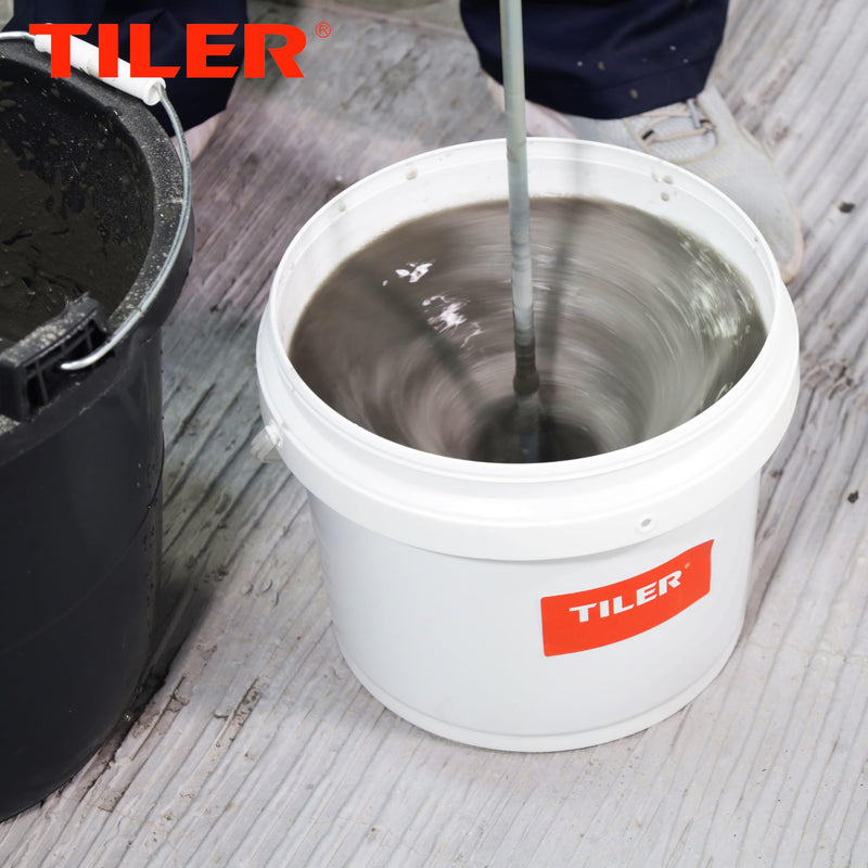 TILER Paint and Mud Mixer for Drill in 1 to 5 Gallon Bucket -Paint Stirrer Drill Attachment Fits all standard drills- Zinc plated steel - Hex head for non slip -Easy Cleaning Drill Paddle 8201 1x Silver-60s