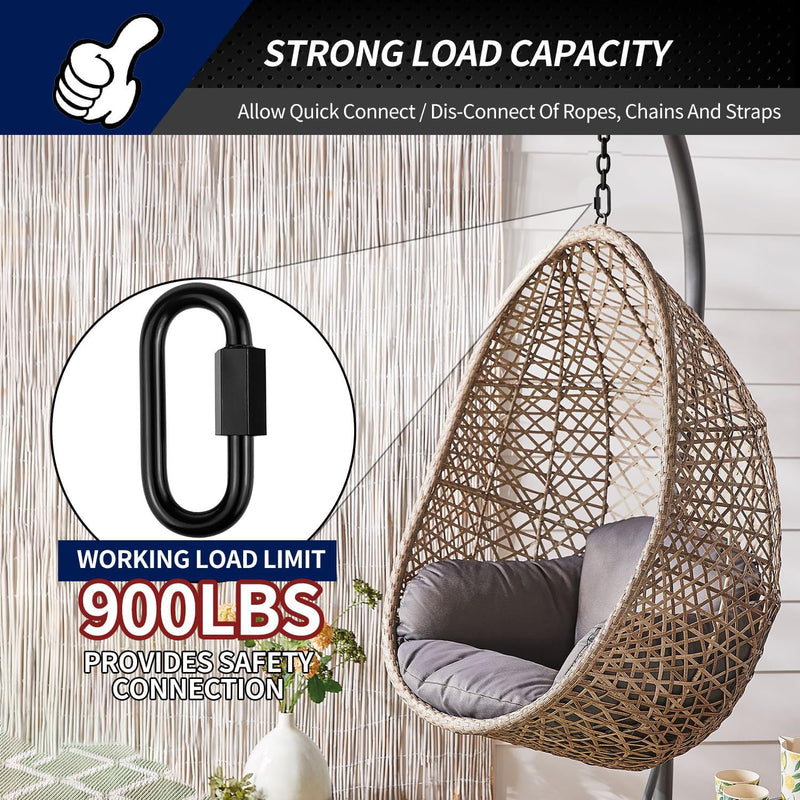 2.3" Chain Quick Links, 5 Pcs 1/4" Marine Grade Screw Chain Links, Large Opening Chain Connector Chain Coupler, 900 Lbs Capacity 2.3 Inch, 5 Pack