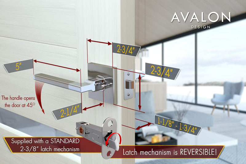 Avalon 0530 'Concord' - Modern Door Handle Lever Set in Satin Nickel Finish (Privacy/Passage) Satin Nickel - PRIVACY / PASSAGE