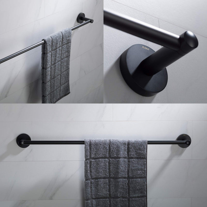 KRAUS Elie 24-inch Bathroom Towel Bar, Matte Black Finish, KEA-18837MB