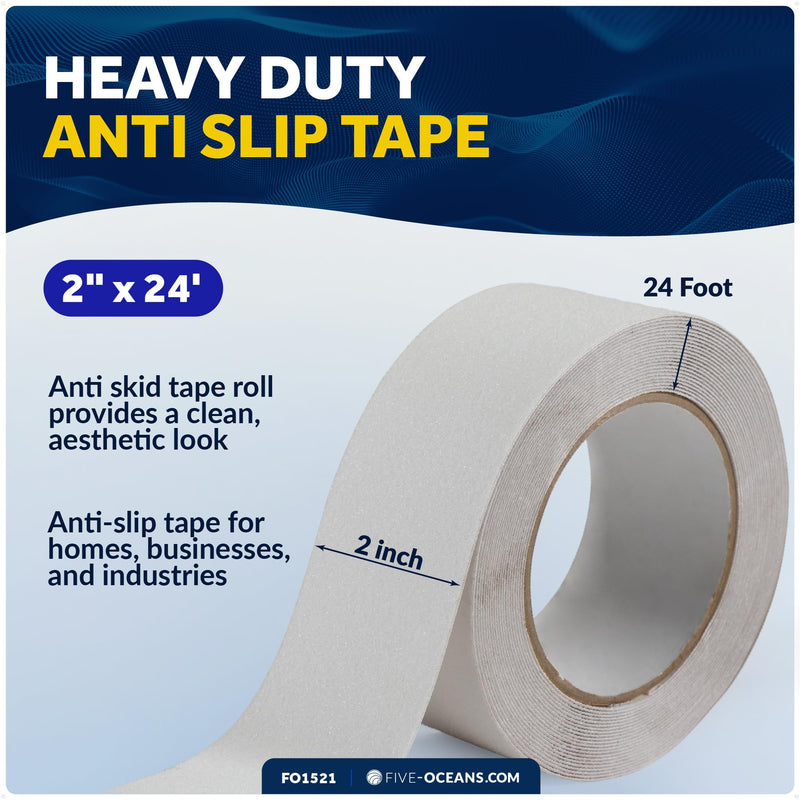 Five Oceans 2" x 24' Anti Slip Tape, Heavy Duty Anti Slip Grip Tape for Stairs Outdoor & Indoor - Waterproof Grip Tape Safety Non-Skid Roll for Stair Steps Traction Tape - FO1521