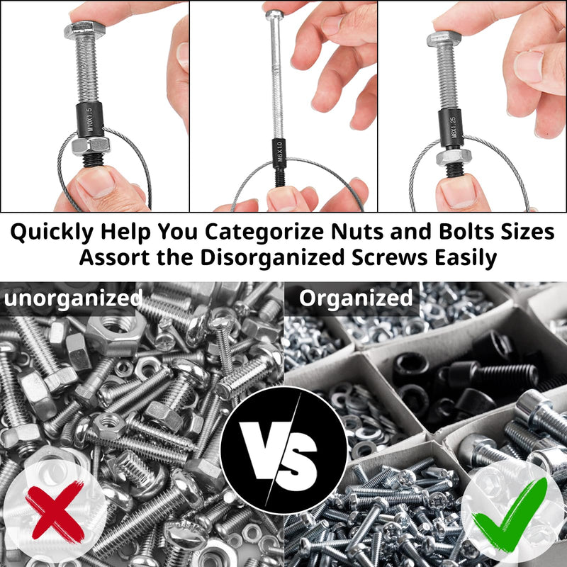 Nut and Bolt Thread Checker, Bolt Size Finder, 26 Male/Female Thread Gauges (14 Inch & 12 Metric) Thread Checker Standard and Metric, Bolt and Nut Identifier Gauge 26 Gauges - 14 Inch & 12 Metric