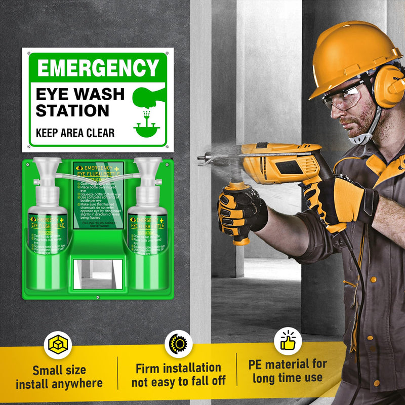 Magula 17oz*2 Portable Eye Wash Station OSHA-Approved,BPA Free, Wall-Mounted First Aid Eye Wash kit with Empty Bottles & Mirror,Emergency Eyewash, No Eye Wash Solution 1 Pcs