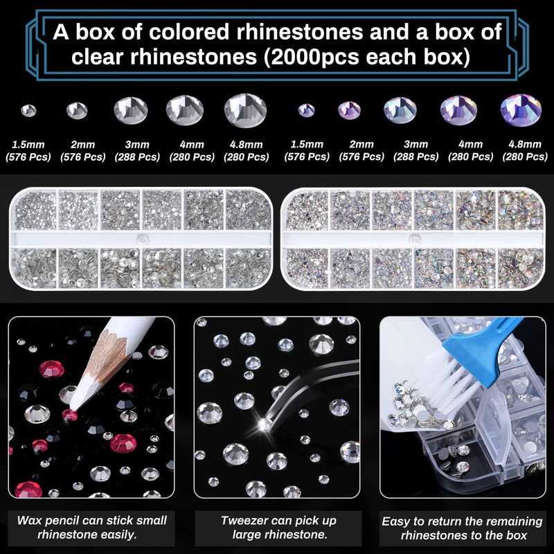 B7000 Clear Glue Bedazzler Kit with Rhinestones, 4013PCS Rhinestone Gems 3 PCS 25 ML B-7000 Adhesive Bead Glue Jewelry Kit for Tumblers Craft Clothes Fabric Nail Art DIY (Paradise Shine Crystal Clear) Paradise Shine & Crystal Clear