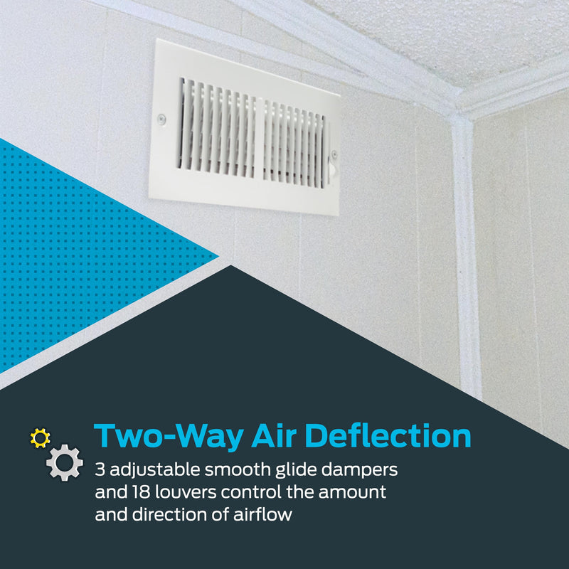 EZ-FLO 10 x 4 Inch (Duct Opening) White Air Vent Cover for Wall or Ceiling, Two-Way Ventilation Register, 11-3/4 Inch x 5-3/4 Inch (Overall Dimensions), Solid Steel HVAC Cover, 61609 10 in. x 4 in. - NewNest Australia