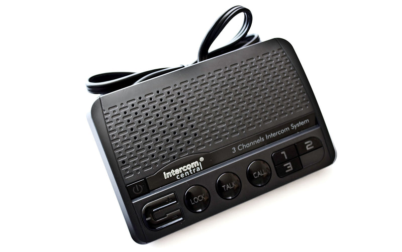 Intercom Central® GROUND wire Power-line 3 CHANNELS Intercom System, Black Two Stations Set. White3Units white