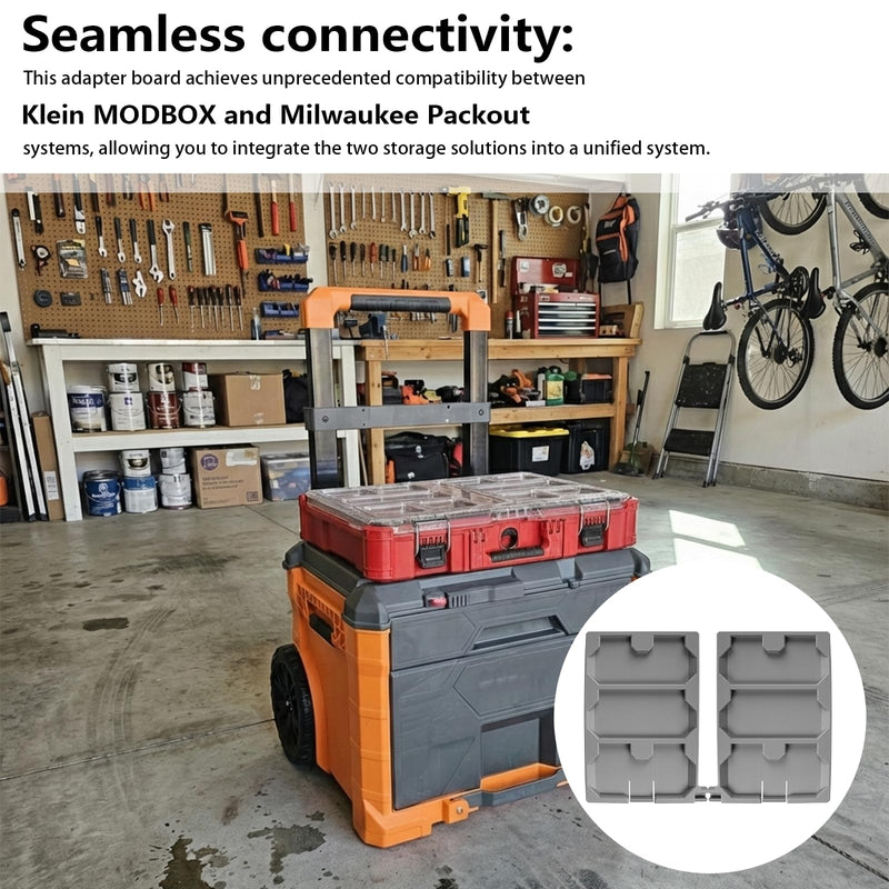 Adapter Board Compatible with Klein MODBOX, Compatible with Milwaukee Packout Toolboxes, Snap-On Storage Mounting Bracket, Workshop Organization System, Tool Storage Connector (1 Pcs) 1 Pcs