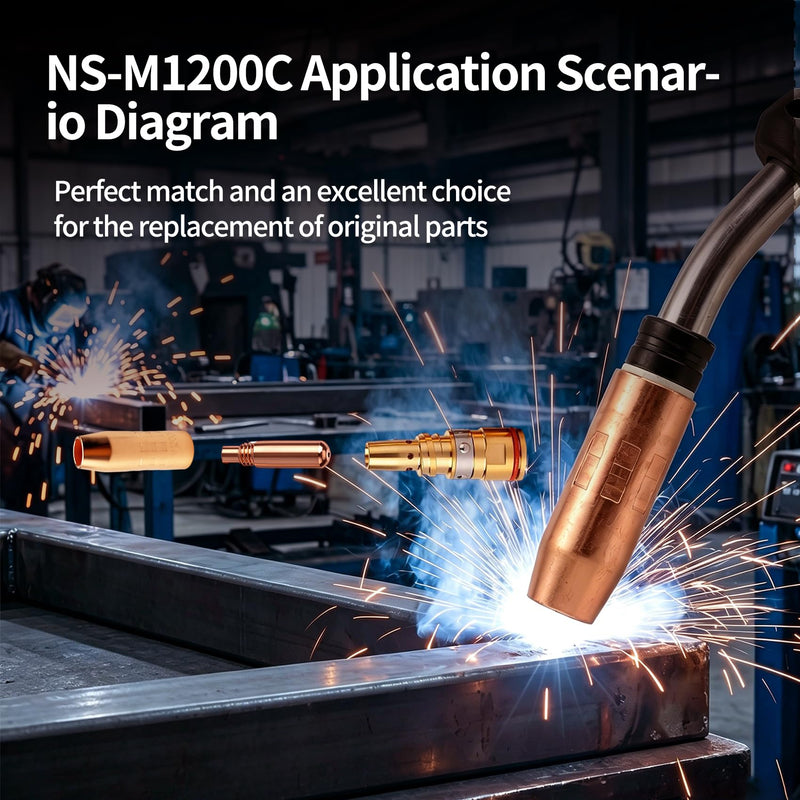 5PK NS-M1200C MIG Welding Nozzle for Miller, 1/2" AccuLock MDX Nozzle for Miller MDX-100 MIG Welding Guns, Replacement Welding Part for Miller MDX-100 MIG Welding Guns NS-M1200C 5PK