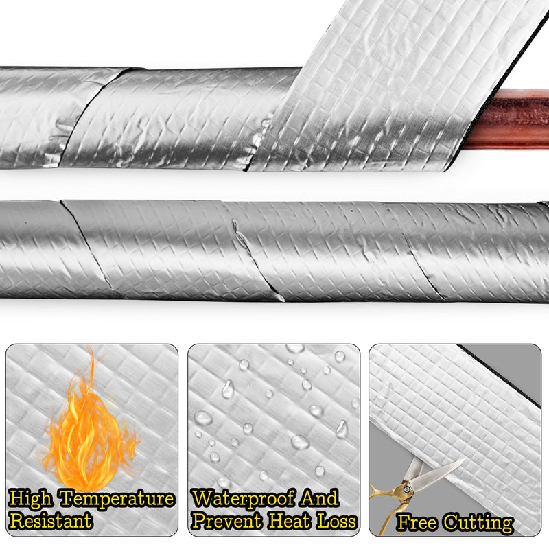32.8 FT Pipe Insulation Wrap,Foil Pipe Wrap Insulation Tape Self Adhesive for Outdoor Indoor Pipe Insulation Wrap Freezing Weather （Black 1pack） Black 1 Pack