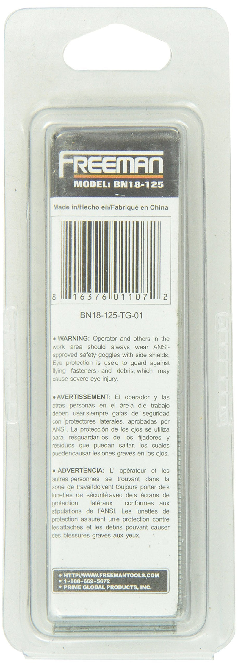 Freeman BN18-125 1-1/4-Inch by 18 Gauge Brad Nail, 1000 Per Box 18-Gauge 1-1/4"