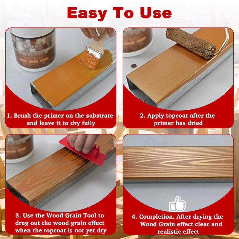 Wood Grain Tool - Natural Woodgrain Maker for Decorative Painting Premium Wood Graining Tool Set Enhance Your DIY Projects with Wood Grain Patterns Pack of 4