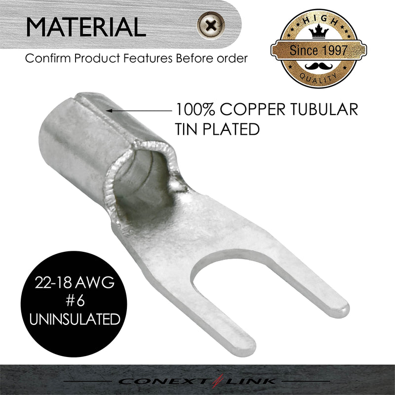 Conext Link STU-6R25 Un-Insulated Spade Terminal 25 Pack (#6 Stud, 22-18 Gauge) #6 Stud