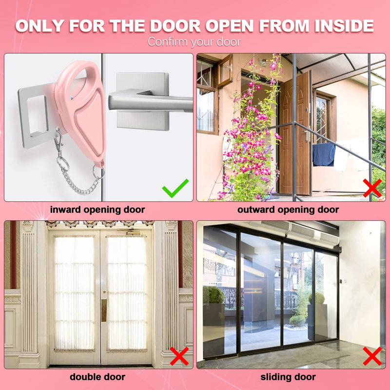 Hotel Safety Portable Door Lock, Universal Security Hotel Door Locks Add Door Protection by Jam Lock Doors from Inside for College Dorms Apartment Bedrooms Hotels Rooms Pink 1 Pack Pink, 1 Pack